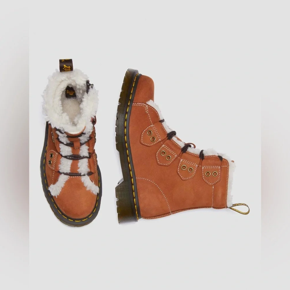 NWOB Dr. Martens 1460 Lace to Toe Fur Lined Buttersoft Sienna Lace Up Boot 8